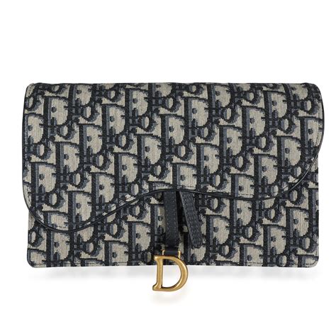 Saddle Clutch Dior Oblique Jacquard in Blau 